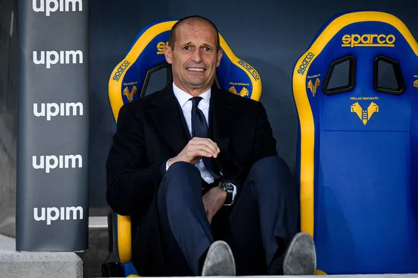 Massimiliano Allegri Cheftrainer Juventus Porträt Auf Der Bank Während Des — Stockfoto