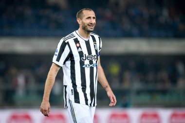 Giorgio Chiellini (Juventus) İtalyan futbol takımı Serie A 'nın 30 Ekim 2021' de İtalya 'nın Verona kentinde Marcantonio Bentegodi Stadyumu' nda oynanan Hellas Verona FC ile Juventus FC maçı sırasında portresi.
