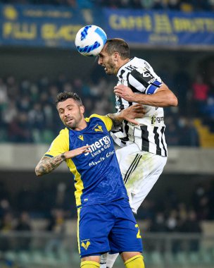 İtalyan futbolu Serie A maçında Giorgio Chiellini 'nin (Juventus) lideri Hellas Verona FC, Juventus FC' ye karşı Verona, İtalya 'daki Marcantonio Bentegodi Stadyumu' nda 30 Ekim 2021 - Fotoğraf: Ettore Griffoni