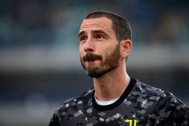 Leonardo Bonucci (Juventus) İtalyan futbolu Serie A maçında ısınma turu sırasında Verona, İtalya 'daki Marcantonio Bentegodi Stadyumu' nda Hellas Verona FC - 30 Ekim 2021