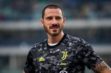 Leonardo Bonucci (Juventus) İtalyan futbolu Serie A maçında ısınma turu sırasında Verona, İtalya 'daki Marcantonio Bentegodi Stadyumu' nda Hellas Verona FC - 30 Ekim 2021