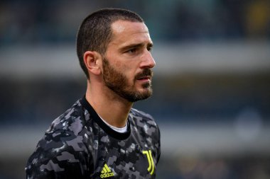 Leonardo Bonucci (Juventus) İtalyan futbolu Serie A maçında ısınma turu sırasında Verona, İtalya 'daki Marcantonio Bentegodi Stadyumu' nda Hellas Verona FC - 30 Ekim 2021