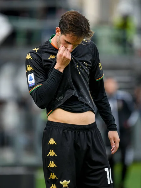 Venezia Mattia Aramu Retrato Besar Camisa Durante Partido Fútbol Italiano — Foto de Stock