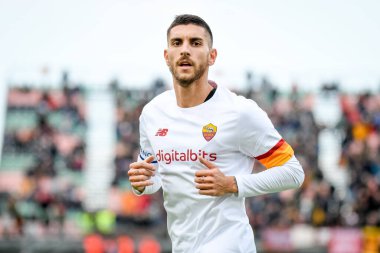 Roma 'nın Lorenzo Pellegrini portresi İtalyan futbolu Serie A maçında Venezia FC, İtalya' nın Venedik kentindeki Pier Luigi Penzo stadyumunda AS Roma 'ya karşı.