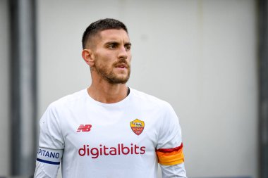 Roma 'nın Lorenzo Pellegrini portresi İtalyan futbolu Serie A maçında Venezia FC, İtalya' nın Venedik kentindeki Pier Luigi Penzo stadyumunda AS Roma 'ya karşı.