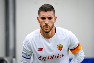 Roma 'nın Lorenzo Pellegrini portresi İtalyan futbolu Serie A maçında Venezia FC, İtalya' nın Venedik kentindeki Pier Luigi Penzo stadyumunda AS Roma 'ya karşı.