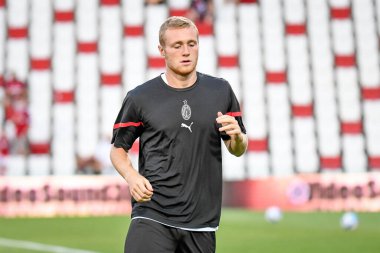 Tommaso Pobega (Milan), İtalya 'nın Trieste kentindeki Nereo Rocco stadyumunda oynanan AC Milan-Panathinaikos FC maçında portresi.