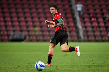 Davide Calabria (Milan), İtalya 'nın Trieste kentindeki Nereo Rocco Stadyumu' nda oynanan AC Milan-Panathinaikos FC maçında görev başında.