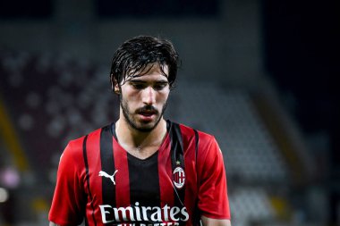 Sandro Tonali (Milan), İtalya 'nın Trieste kentindeki Nereo Rocco stadyumunda oynanan AC Milan-Panathinaikos FC maçında portresi.