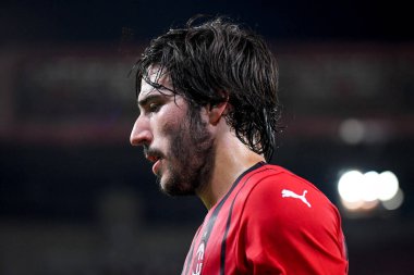 Sandro Tonali (Milan), İtalya 'nın Trieste kentindeki Nereo Rocco stadyumunda oynanan AC Milan-Panathinaikos FC maçında portresi.