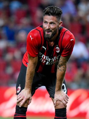 Olivier Giroud (Milan), İtalya 'nın Trieste kentindeki Nereo Rocco stadyumunda oynanan AC Milan-Panathinaikos FC maçında portresi.