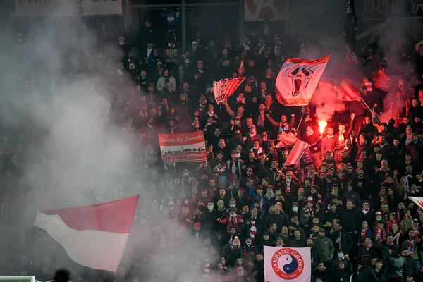 Vicenza Supportrar Italienska Fotbollsmästerskapet League Bkt Vicenza Brescia Calcio Stadio — Stockfoto