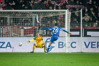Massimo Bertagnoli (Brescia) İtalya Futbol Şampiyonası Ligi BKT LR Vicenza-Brescia Calcio maçında 20 Kasım 2021 'de İtalya' nın Vicenza kentindeki Stadyum Romeo Menti 'de gol attı.
