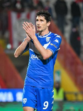 Stefano Moreo (Brescia) İtalya Futbol Şampiyonası Ligi BKT Vicenza-Brescia Calcio maçında 20 Kasım 2021 'de İtalya' nın Vicenza kentindeki Stadyum Romeo Menti 'de çekildi.