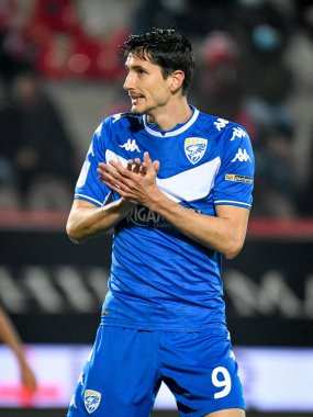 Stefano Moreo (Brescia) İtalya Futbol Şampiyonası Ligi BKT Vicenza-Brescia Calcio maçında 20 Kasım 2021 'de İtalya' nın Vicenza kentindeki Stadyum Romeo Menti 'de çekildi.
