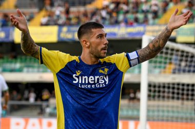 Mattia Zaccagni (Verona) İtalya futbol takımı Serie A maçında Hellas Verona FC - ABD Sassuolo (portreler) maçı sırasında İtalya 'nın Verona kentinde Marcantonio Bentegodi Stadyumu' nda 21 Ağustos 2021