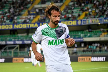 Gian Marco Ferrari (Sassuolo) İtalya futbolu Serie A maçı sırasında İtalya 'nın Verona kentindeki Marcantonio Bentegodi Stadyumu' nda Hellas Verona FC 'ye karşı ABD Sassuolo (portreler) portresi - Fotoğraf: Ettore Griffoni