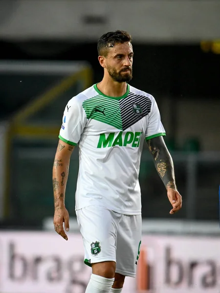 Francesco Caputo (Sassuolo) İtalya futbolu Serie A maçı sırasında İtalya 'nın Verona şehrindeki Marcantonio Bentegodi Stadyumu' nda Hellas Verona FC 'ye (portreler) karşı, 21 Ağustos 2021 - Fotoğraf: Ettore Griffoni