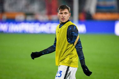 İtalya futbol ligi Serie A maçında ısınma turu sırasında İtalya 'nın Venezuela şehrinde 27 Kasım 2021' de Pier Luigi Penzo Stadyumu 'nda oynanan Venezia FC - Ettore Griffoni