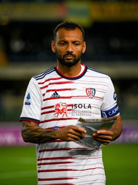 Galvao Joao Pedro (Cagliari) İtalya futbolu sırasındaki portre Serie A maçı Hellas Verona FC - Cagliari Calcio maçı Verona, İtalya 'da Marcantonio Bentegodi Stadyumu' nda, 30 Kasım 2021