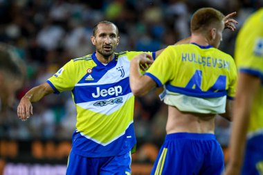 Giorgio Chiellini (Juventus) İtalya futbol takımı Serie A maçında Udinese Calcio ve Juventus FC (portreler) Udine, İtalya 'da Dacia Arena Stadyumu' nda 22 Ağustos 2021 'de oynanmıştır.