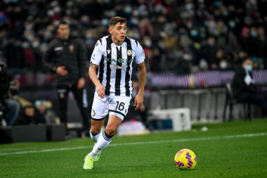 Udinese 'nin Nahuel Molina portresi İtalyan futbolu Serie A maçında Udinese Calcio ile AC Milan arasında Udine, İtalya' da Dacia Arena Stadyumu 'nda 11 Aralık 2021' de oynanan maçta çekildi.
