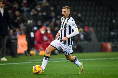 Udinese 'nin Gerard Deulofeu portresi İtalyan futbolu Serie A maçı sırasında Udinese Calcio ile AC Milan arasında Udine, İtalya' da Dacia Arena Stadyumu 'nda oynandı.
