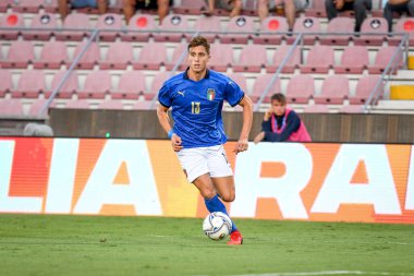 Riccardo Calafiori (İtalya) 21 Yaş Altı UEFA Avrupa Futbol Şampiyonası - UEFA Euro 2023 Kalifiye - İtalya, Vicenza, İtalya 'daki Romeo Menti Stadyumu' nda (portreler) İtalya - 7 Eylül 2021