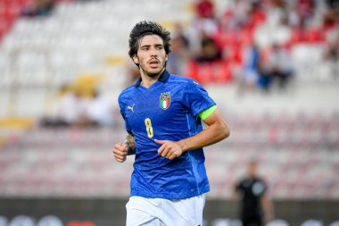 21 Yaş Altı UEFA Avrupa Futbol Şampiyonası sırasında Sandro Tonali (İtalya) portresi - UEFA Euro 2023 elemeleri - İtalya, İtalya 'nın Vicenza kentindeki Romeo Menti Stadyumu' nda (portreler) İtalya 'ya karşı Karadağ (portreler) - Fotoğraf: Ettore Griffoni