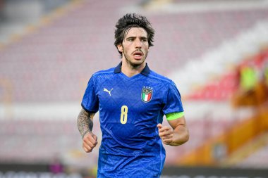 21 Yaş Altı UEFA Avrupa Futbol Şampiyonası sırasında Sandro Tonali (İtalya) portresi - UEFA Euro 2023 elemeleri - İtalya, İtalya 'nın Vicenza kentindeki Romeo Menti Stadyumu' nda (portreler) İtalya 'ya karşı Karadağ (portreler) - Fotoğraf: Ettore Griffoni