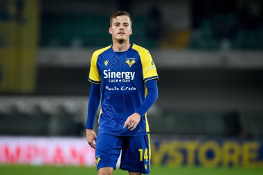 Verona 'dan İvan İliç İtalya' nın Serie A maçı sırasında İtalya 'nın Verona kentindeki Marcantonio Bentegodi Stadyumu' nda Hellas Verona FC - Ettore Griffoni