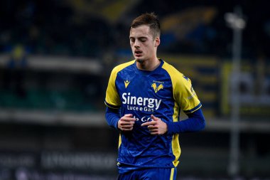Verona 'dan İvan İliç İtalya' nın Serie A maçı sırasında İtalya 'nın Verona kentindeki Marcantonio Bentegodi Stadyumu' nda Hellas Verona FC - Ettore Griffoni