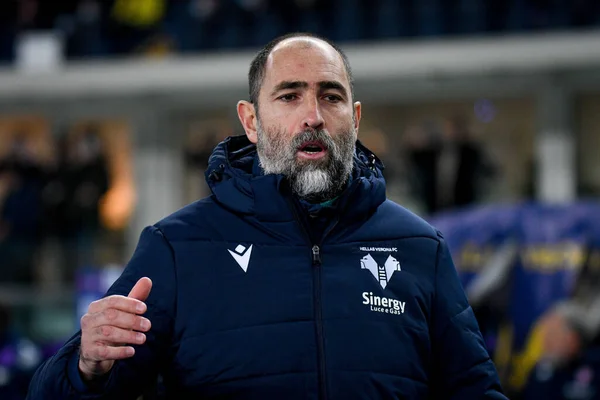 Verona Head Coach Igor Tudor Během Italského Fotbalu Serie Zápas — Stock fotografie