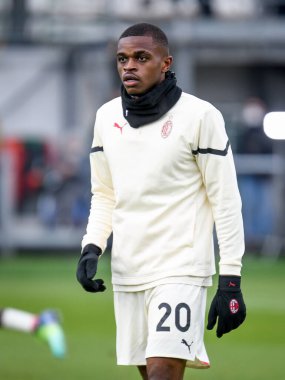 Milan's Pierre Kalulu portrait during warm up  during  italian soccer Serie A match Venezia FC vs AC Milan at the Pier Luigi Penzo stadium in Venice, Italy, January 09, 2022 - Credit: Ettore Griffon