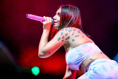 Elettra Lamborghini singing  during  Italian singer Music Concert Elettra Lamborghini - Tour 2021 (Archives) at the Codishow in 12/09/2021, Italy, September 12, 2021 - Credit: Ettore Griffon
