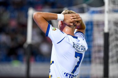 Verona 'nın Antonin Barak portresi, İtalya' nın Bologna şehrinde 13 Eylül 2021 'de oynanan Renato Dall & # 39; Ara Stadyumu' nda Bologna FC 'ye karşı Hellas Verona FC maçında tepki gösterdi.
