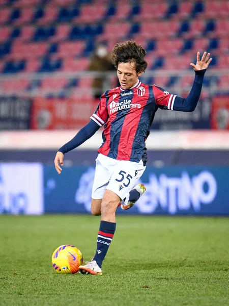Bologna 'nın Emanuel Vignato portresi İtalyan futbolu Serie A maçında Bologna FC ile SSC Napoli arasında 17 Ocak 2022' de İtalya 'nın Bologna kentindeki Renato Dall & # 39; Ara stadyumunda oynandı.
