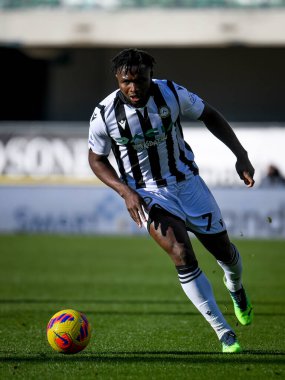 Udinese 'nin İsaac Başarı portresi İtalyan futbolu Serie A maçında Hellas Verona FC, Udinese Calcio' ya karşı Verona, İtalya 'daki Marcantonio Bentegodi Stadyumu' nda 13 Şubat 2022 - Fotoğraf: Ettore Griffon