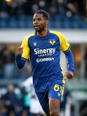 Verona 'nın İtalya futbolu sırasındaki Adrien Tameze portresi Serie A maçında Hellas Verona FC, Udinese Calcio' ya karşı Verona, İtalya 'daki Marcantonio Bentegodi Stadyumu' nda 13 Şubat 2022 - Fotoğraf: Ettore Griffon