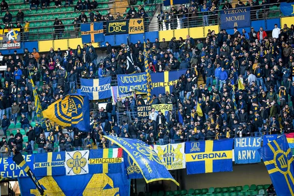 Apoiantes Verona Durante Futebol Italiano Serie Jogo Hellas Verona Udinese — Fotografia de Stock