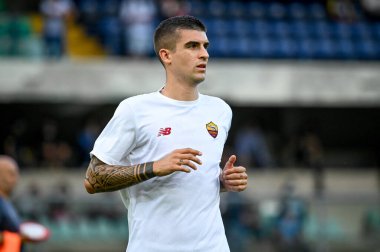 İtalyan futbolu Serie A maçında Roma 'nın Gianluca Mancini portresi Hellas Verona FC ile AS Roma (Arşiv portreleri) maçı Verona, İtalya' daki Marcantonio Bentegodi stadyumunda, 19 Eylül 2021 - Fotoğraf: Ettore Griffon