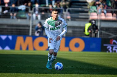 Sassuolo 'nun Mert Muldur portresi İtalyan futbolu Serie A maçında Venezia FC ile ABD Sassuolo arasında Venedik, İtalya' daki Pier Luigi Penzo Stadyumu 'nda oynandı.