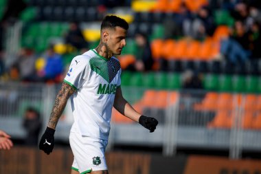 Sassuolo 'nun Gianluca Scamacca portresi İtalyan futbol takımı Serie A maçında Venezia FC ile ABD Sassuolo arasında Venedik, İtalya' daki Pier Luigi Penzo Stadyumu 'nda oynandı.