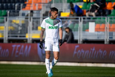 Sassuolo 'nun Gianluca Scamacca portresi İtalyan futbol takımı Serie A maçında Venezia FC ile ABD Sassuolo arasında Venedik, İtalya' daki Pier Luigi Penzo Stadyumu 'nda oynandı.