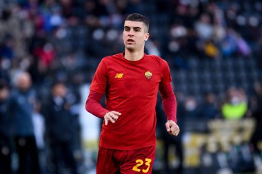 İtalyan futbolu Serie A maçında Roma 'nın Gianluca Mancini portresi Udinese Calcio ile AS Roma maçında Udine, İtalya' daki Dacia Arena stadyumunda, 13 Mart 2022 - Fotoğraf: Ettore Griffon