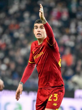 Roma 'nın Gianluca Mancini portresi İtalya futbol takımı Serie A' nın Udinese Calcio ile AS Roma maçında Udine, İtalya 'daki Dacia Arena stadyumunda 13 Mart 2022 - Fotoğraf: Ettore Griffon