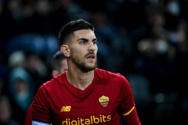 İtalyan futbolu Serie A maçında Roma 'nın Lorenzo Pellegrini portresi Udinese Calcio, İtalya' nın Udine kentindeki Dacia Arena stadyumunda AS Roma 'ya karşı, 13 Mart 2022 - Fotoğraf: Ettore Griffon
