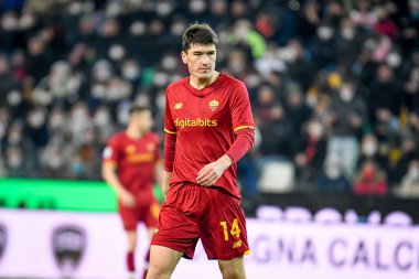 İtalyan futbolu Serie A maçında Roma 'nın Eldor Shomurodov portresi Udinese Calcio ile AS Roma maçında Udine, İtalya' daki Dacia Arena stadyumunda, 13 Mart 2022 - Fotoğraf: Ettore Griffon