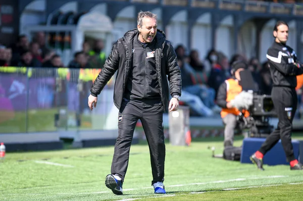 Treinador Sampdoria Marco Giampaolo Gestos Durante Futebol Italiano Serie Partida — Fotografia de Stock