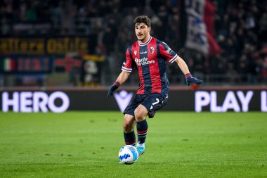 Bologna 'nın Riccardo Orsolini portresi İtalyan futbolu Serie A maçında Bologna FC - Atalanta BC maçı sırasında İtalya' nın Bologna kentindeki Renato Dall 'Ara Stadyumu' nda 20 Mart 2022